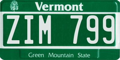 VT license plate ZIM799