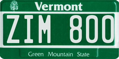VT license plate ZIM800