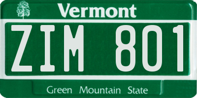 VT license plate ZIM801