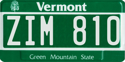 VT license plate ZIM810
