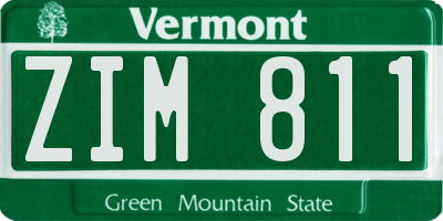 VT license plate ZIM811