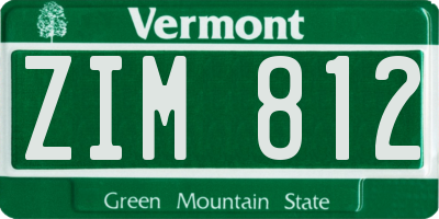 VT license plate ZIM812