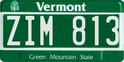 VT license plate ZIM813
