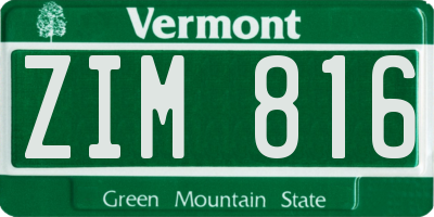 VT license plate ZIM816