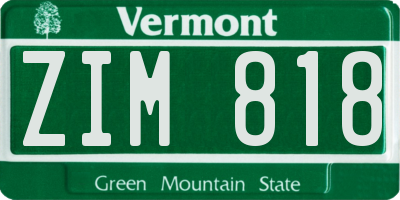VT license plate ZIM818