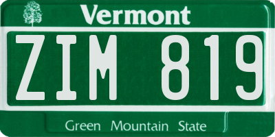 VT license plate ZIM819