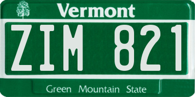 VT license plate ZIM821