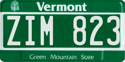 VT license plate ZIM823