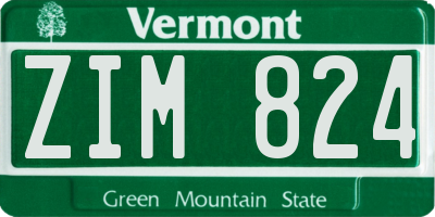VT license plate ZIM824