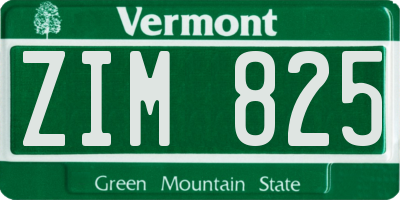 VT license plate ZIM825