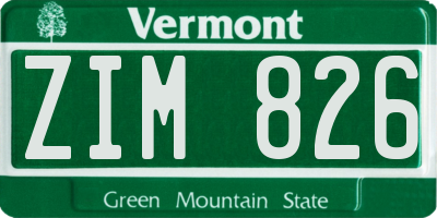 VT license plate ZIM826