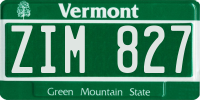 VT license plate ZIM827