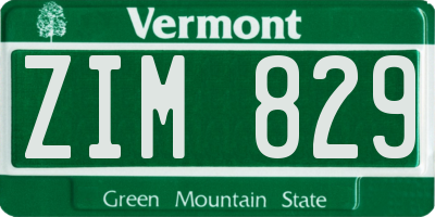 VT license plate ZIM829