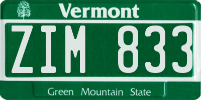 VT license plate ZIM833