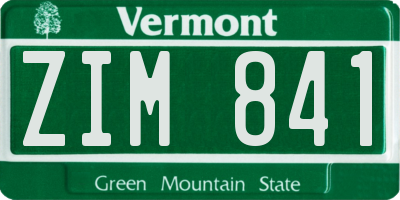 VT license plate ZIM841
