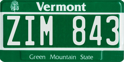 VT license plate ZIM843