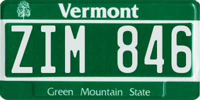 VT license plate ZIM846