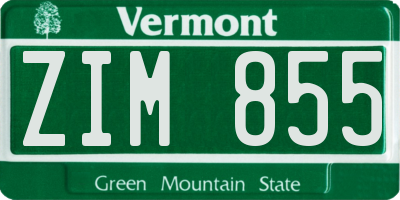 VT license plate ZIM855