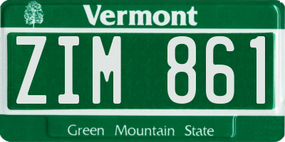 VT license plate ZIM861