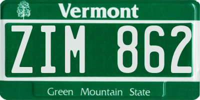 VT license plate ZIM862