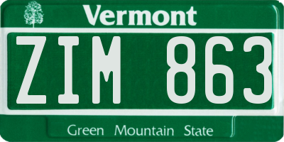 VT license plate ZIM863