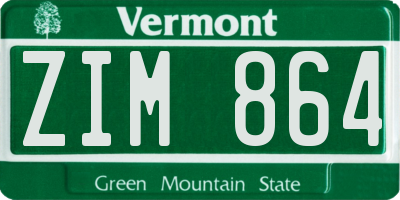 VT license plate ZIM864