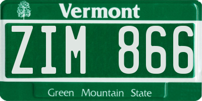 VT license plate ZIM866
