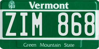 VT license plate ZIM868