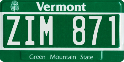 VT license plate ZIM871