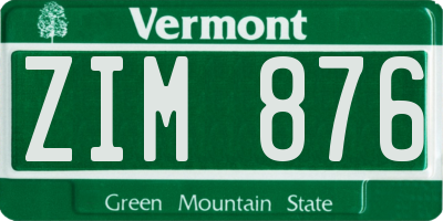VT license plate ZIM876