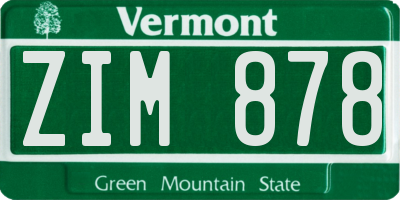 VT license plate ZIM878