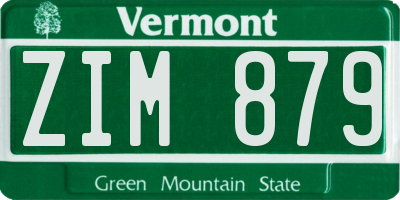 VT license plate ZIM879