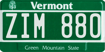 VT license plate ZIM880