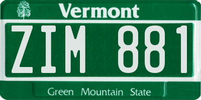 VT license plate ZIM881