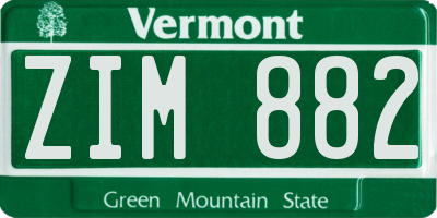 VT license plate ZIM882