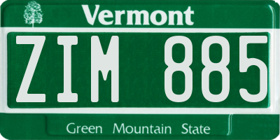 VT license plate ZIM885