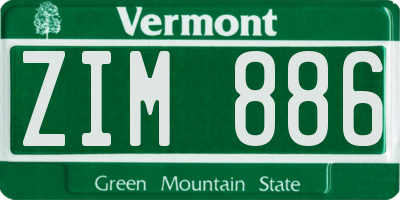 VT license plate ZIM886