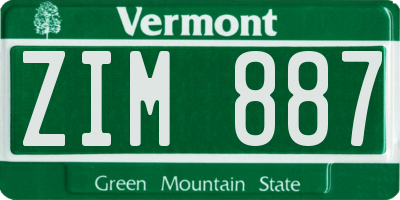 VT license plate ZIM887