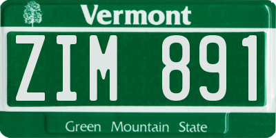 VT license plate ZIM891