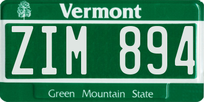 VT license plate ZIM894