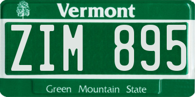 VT license plate ZIM895