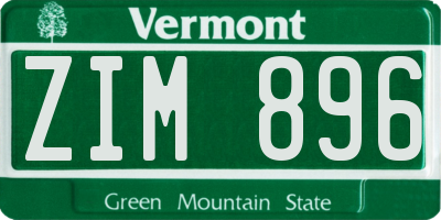 VT license plate ZIM896