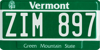 VT license plate ZIM897