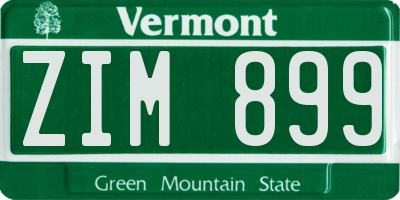 VT license plate ZIM899