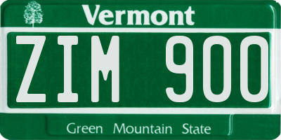 VT license plate ZIM900