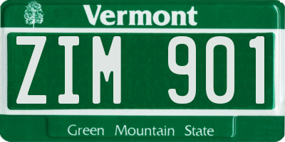 VT license plate ZIM901