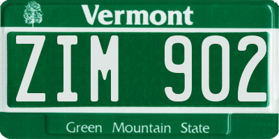 VT license plate ZIM902