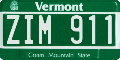 VT license plate ZIM911