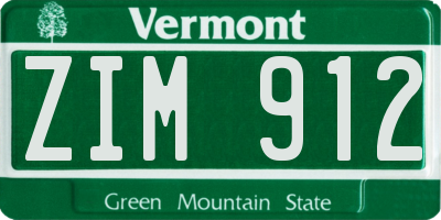 VT license plate ZIM912