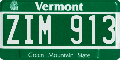VT license plate ZIM913